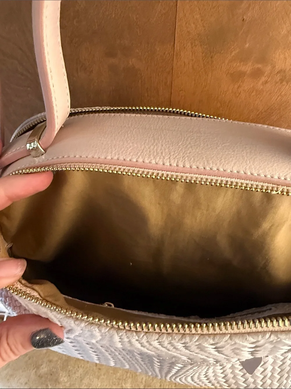 Brand new Woven Dome Satchel Italian leather Handbag in Blush